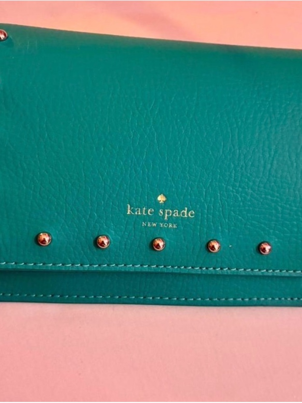 kate spade teal stud-accent continental wallet